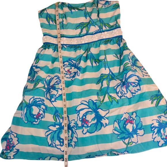 NEW Lilly Pulitzer Strapless Langley Dress Shorely Blue Tossing The Line Floral - Picture 10 of 14